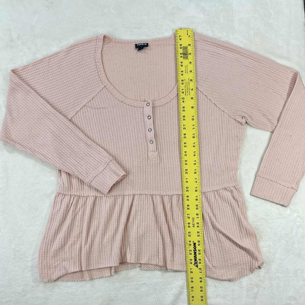 Torrid Pink Ribbed Long Sleeve Blouse - Picture 6 of 13
